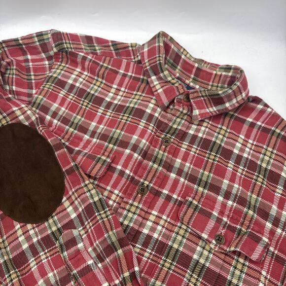 Polo Ralph Lauren Madras Shirt Men's XL Red Plaid Madras Elbow Patch Button‎ Up - Picture 1 of 5